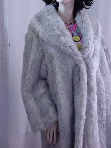 G Caseratti Originals Faux Fur Full Length Coat Gray Faux