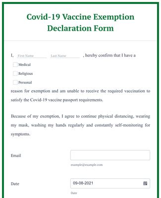 covid  vaccine exemption declaration form template jotform