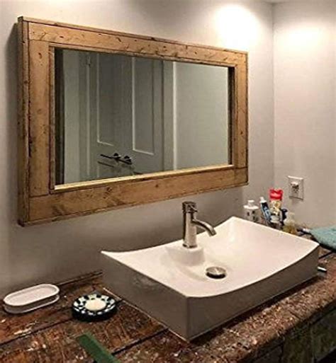 amazoncom herringbone reclaimed wood framed mirror    sizes   stain colors
