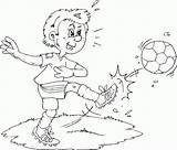 Ball Coloring Kicking Boy Soccer Pages Football Playing Boys Practice William sketch template