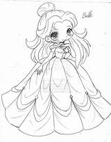Coloring Belle Beauty Chibi Pages Beast sketch template