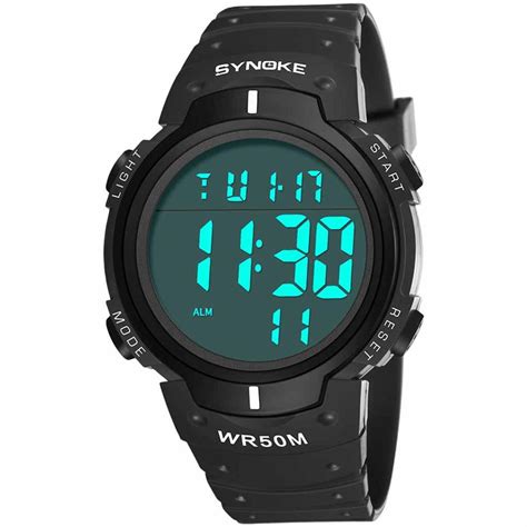 mens digital sports  led display large face military watches waterproof luminous stopwatch