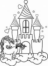 Castle Unicorn Coloring Printable Pages Kids A4 Description sketch template