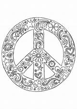 Peace Coloring Pages Hippie Printable Adult Sign Adults Signs Colouring Sheets Paix Coloriage Simple Mandala Color Happiness Template Zentangle Attractive sketch template