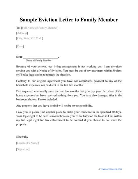 letter  leaving apartment