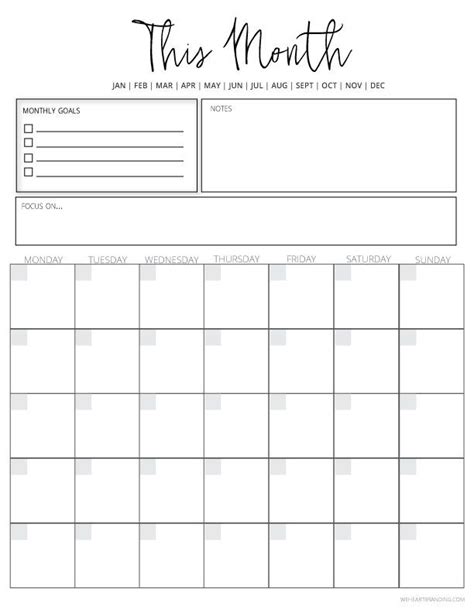 undated monthly planner printable   undated