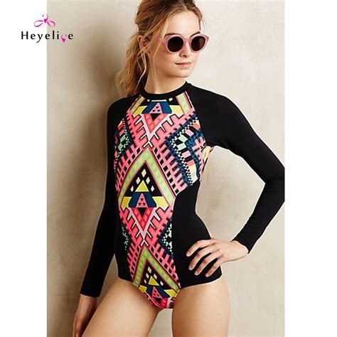 Sexy High Neck Swimwear Women New Print Zipper Swimsuit With Long
