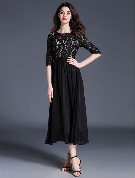 elegant lace overlay little black dress dressket
