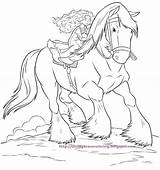 Merida Coloring Pages Horse Brave Movie Angus Disney Pixar Riding Colouring sketch template