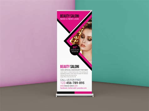 beauty salon roll  banner design template  psd freebies mockup