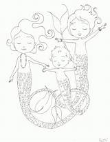 Coloring Mermaid Pages Baby Mermaids Popular Library Clipart Sleeping Coloringhome Comments Line sketch template