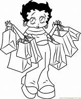Shopping Coloring Pages Betty Boop Going Getcolorings Printable sketch template
