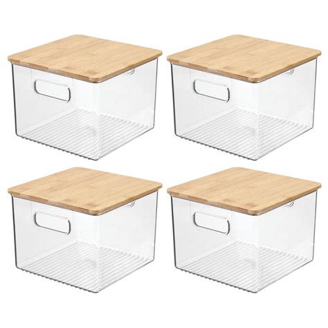 mdesign plastic stackable kitchen pantry cabinet food storage bin box