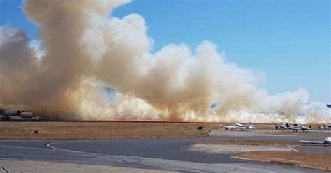 flights delayed  diverted  fire breaks   uk airport