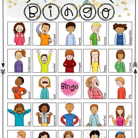 feelings  emotions bingo tpt feelings  emotions bingo cards