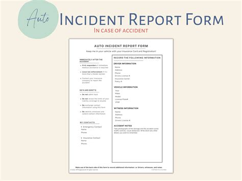 incident report form phone companies  case  emergency accident