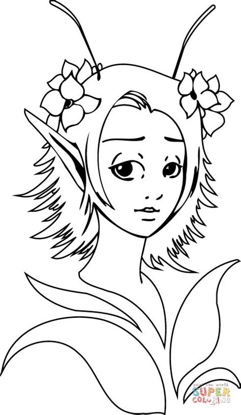fantasy elf girl coloring page  printable coloring pages