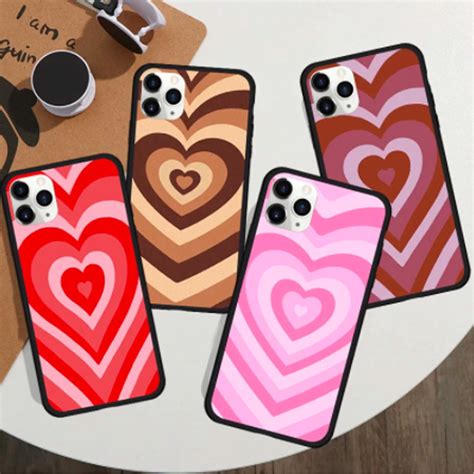 heart phone case brown heart iphone  rubber phone case pink etsy