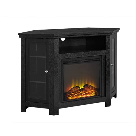 corner fireplace tv stand black