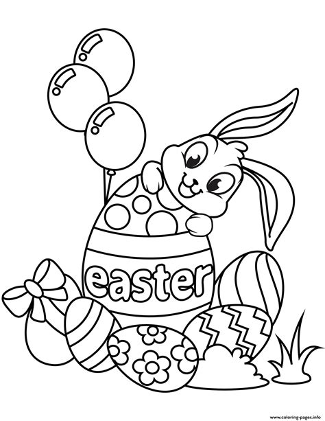 cute easter bunny  eggs coloring page printable