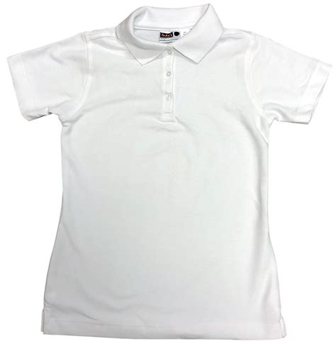 girls short sleeve fitted pique knit white