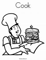 Coloring Cook Cooking Clipart Pages Library sketch template