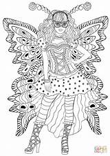 Dziewczyna Kolorowanki Supercoloring Mariposas Druku sketch template