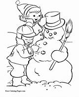 Coloring Snowman Pages Christmas Printable Colouring Making Vintage Winter Clipart Kids Build Book Building Sheets sketch template
