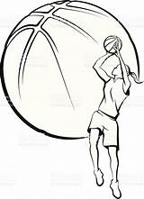 Basketball Drawing Girl Girls Clipart Playing Player Drawings Outline Shooting Cool Shooter Basket Vector Players Clip Istockphoto Shoes Clipartmag Ball sketch template
