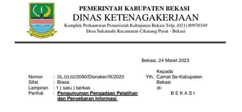 dinas ketenagakerjaan kabupaten bekasi adakan pelatihan kerja berbasis