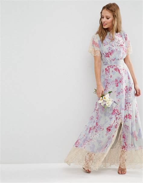 asos wedding maxi dress  lace detail  print  asoscom floral bridesmaid dresses maxi