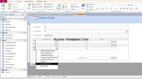 microsoft access invoice order management  templates access