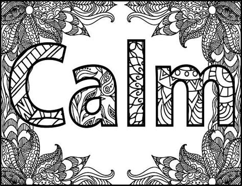 positive word coloring page calm positive adult coloring page