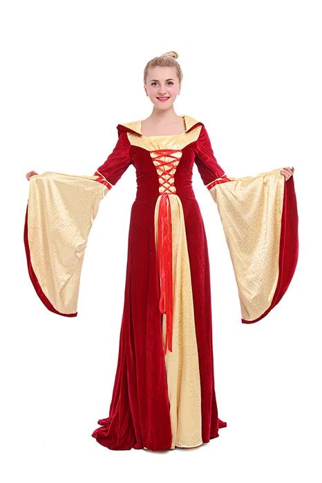Victorian Women Period Red Dress Halloween Party Costume
