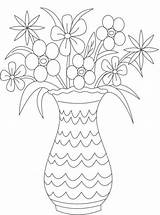 Coloring Vase Flowers Flower Library Clipart Pages Pot Drawing Kids sketch template