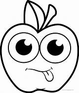 Coloring Apple Cartoon Character Template Pages Tongue sketch template