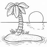 Beach Coloring Pages Palm Tree Getdrawings sketch template