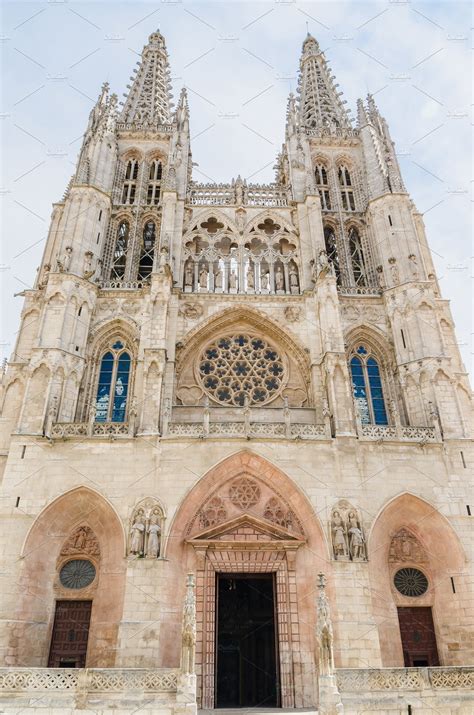 cathedral  burgos facade spain high quality architecture stock  creative market