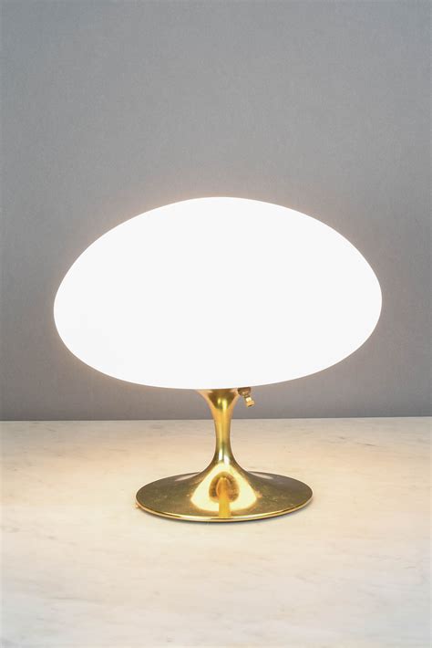 polished brass mid century modern mushroom glass globe table lamp