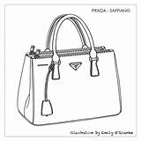Bag Prada Drawing Handbag Designer Borsa Sketch Saffiano Disegno Handbags Illustration Purse Cad Authentic Bags Purses Gift Zeichnung Tasche Handtaschen sketch template