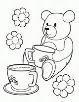 Coloring Tea Party Teddy Pages Printable Picnic Princess Colouring Bear Bears Color Birthday Clipart Print Template Girls Popular Visit Clip sketch template