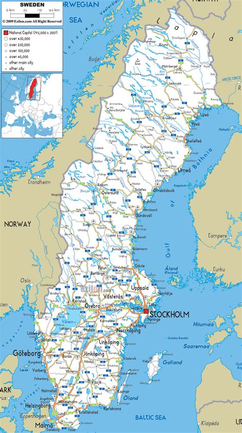 large detailed road map  sweden   cities  airports vidianicom maps