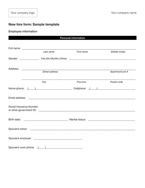 employee information form  examples  word  examples