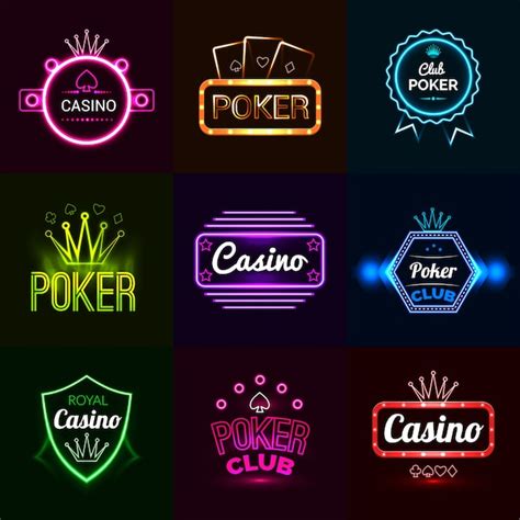 vector neon casino emblems