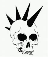 Skull Punk Stencil Skeleton Drawing Drawings 2d Crust Tattoos sketch template