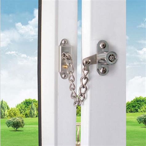 lockable window security chain lock door restrictor child safety stainless key kf  locks