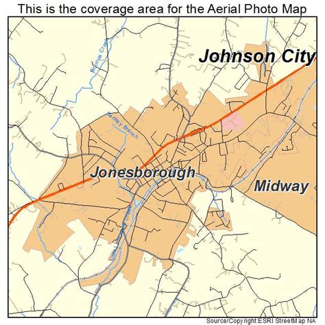 aerial photography map  jonesborough tn tennessee