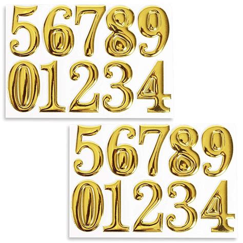 set   gold  adhesive house number stickers        shape  sticking