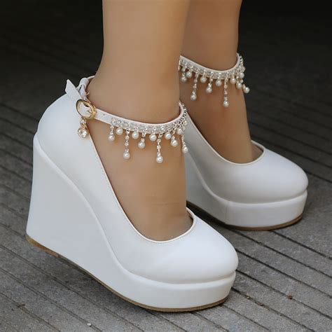 white wedges pumps high heels platform wedges shoes tassel wedges heels eoooh  store