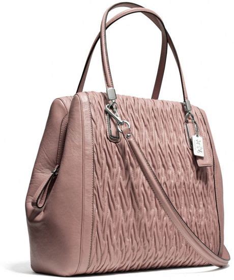 coach madison northsouth satchel in gathered twist leather in pink sv tearose 2 lyst